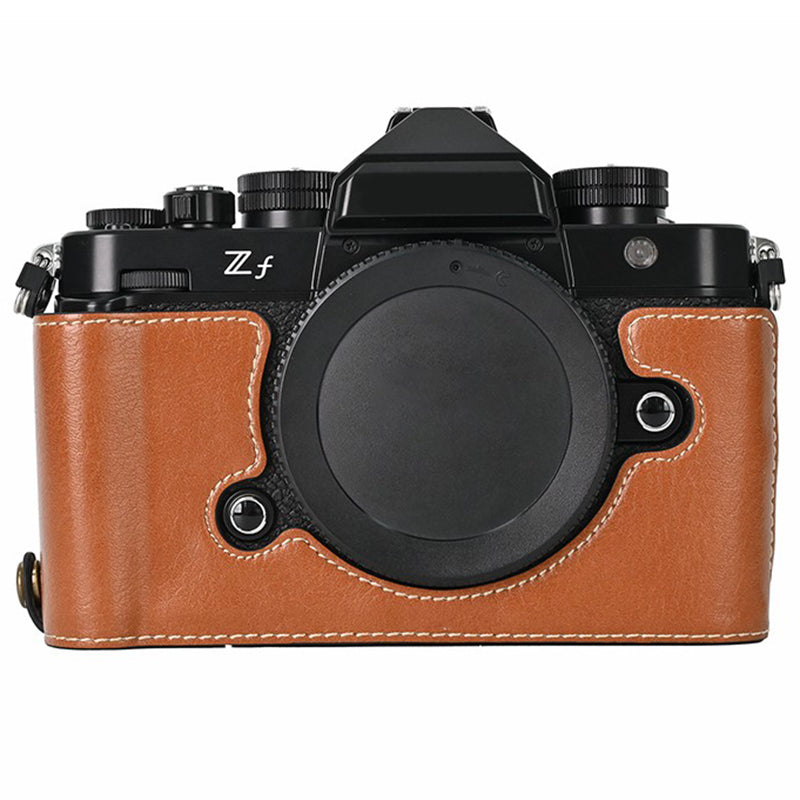 For Nikon Z f Tree Bark Leather Bottom Case Half Camera Cover with Battery Opening For Nikon Z f Tree Bark Leather Bottom Case Half Camera Cover with Battery Opening